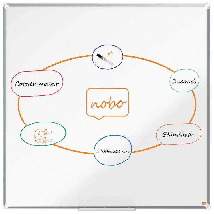 Nobo 1915157 Premium Plus Steel Magnetic Whiteboard 1200x1200mm - Image 7