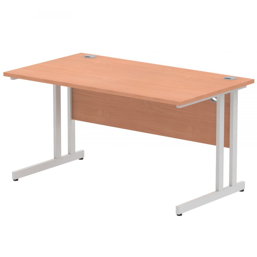 Dynamic Impulse 1400 x 800mm Straight Desk Beech Top Silver Cantilever Leg