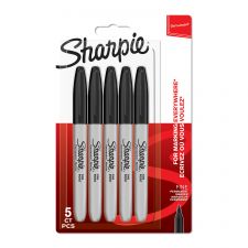 Sharpie 1986051 Permanent Black Markers Fine Point Pack of 5 thumbnail 1