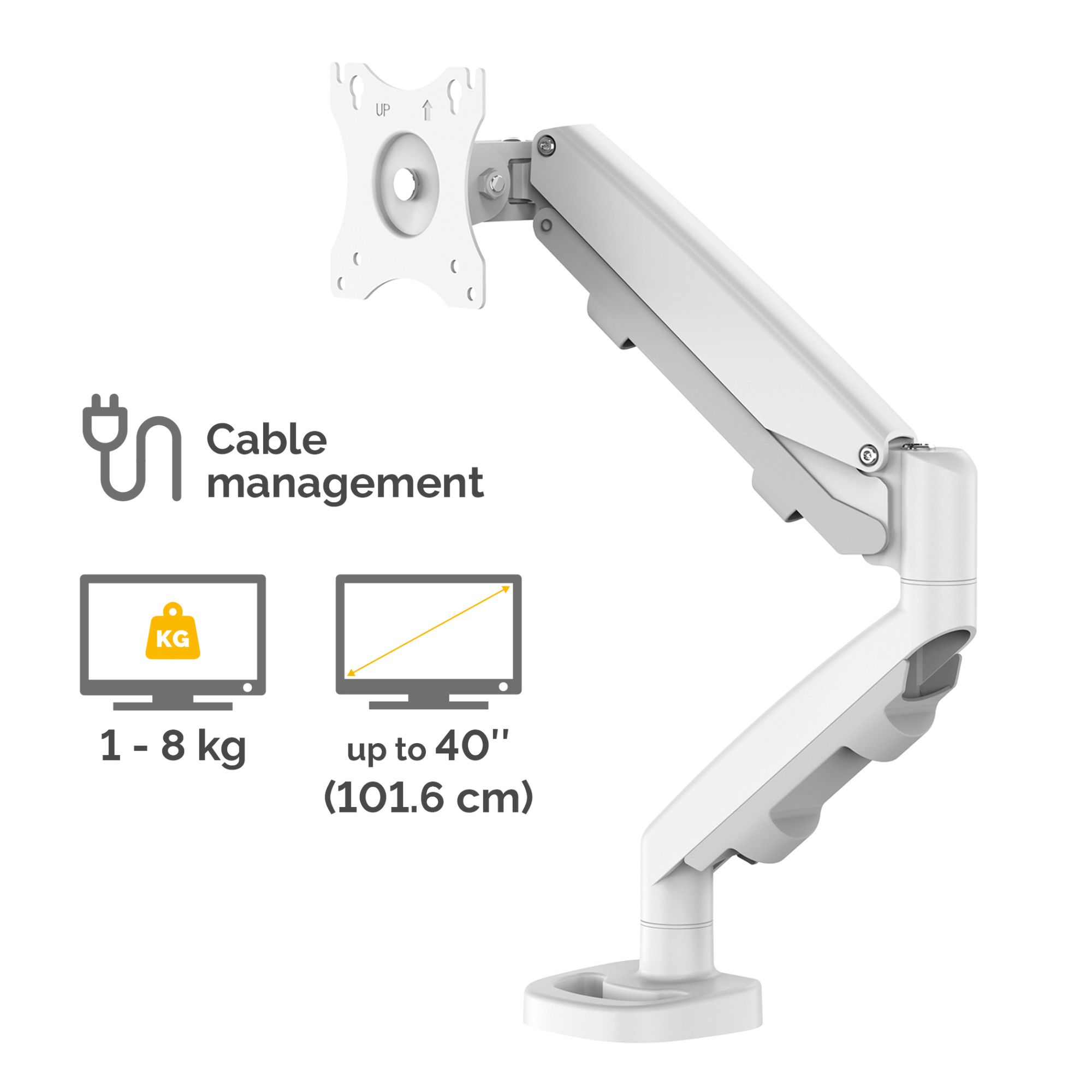 Fellowes 9683201 Eppa Single Monitor Arm - White