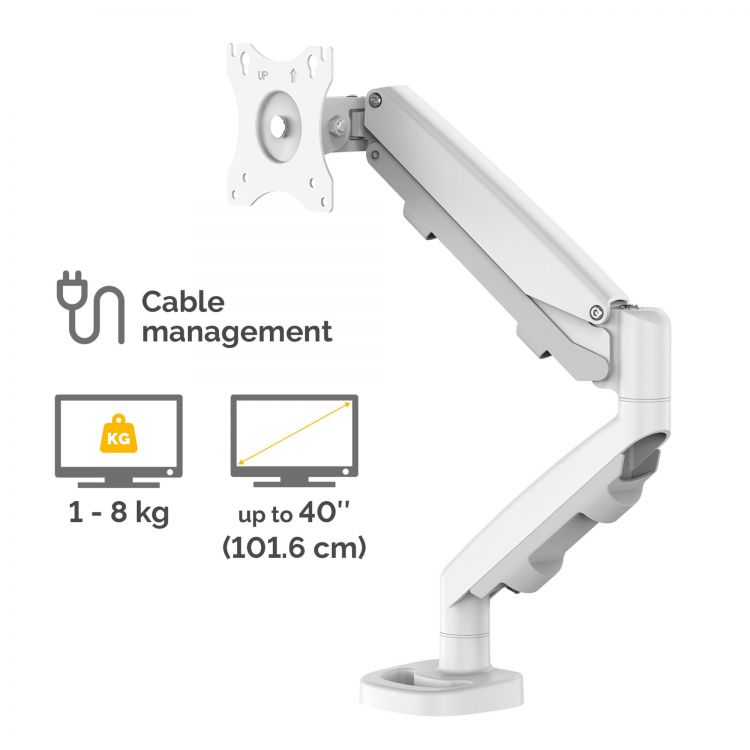 Fellowes 9683201 Eppa Single Monitor Arm - White - Image 2