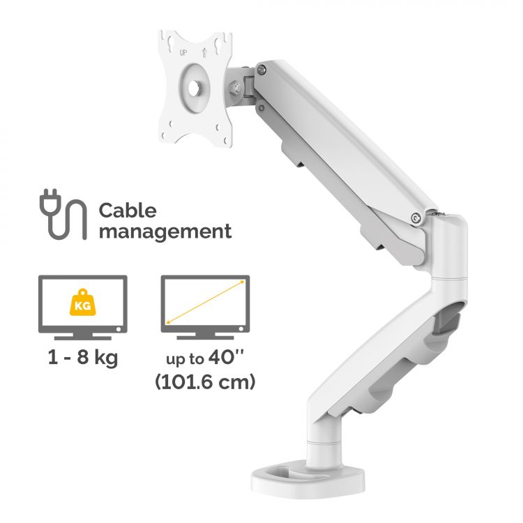 Fellowes 9683201 Eppa Single Monitor Arm - White - Image 4