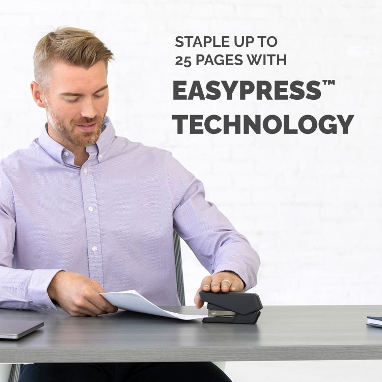 Fellowes LX840 25 Sheet Half Strip Easy Press Stapler - Black - Image 6