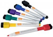 Nobo 1903792 Assorted Colour Mini Whiteboard Pen with Magnetic Eraser Cap Pack of 6 thumbnail 1