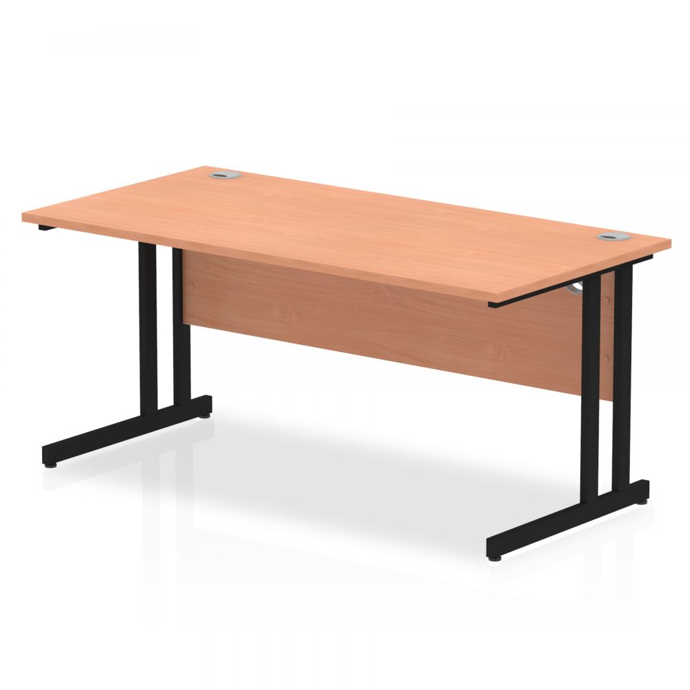 Dynamic Impulse 1600 x 800mm Straight Desk Beech Top Black Cantilever Leg