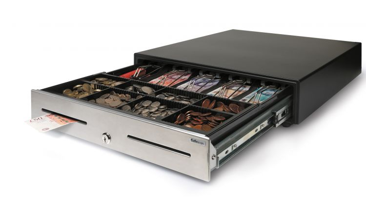Safescan HD-4646S Heavy Duty Cash Drawer with 8 Coin and 4 Note Trays - Image 3