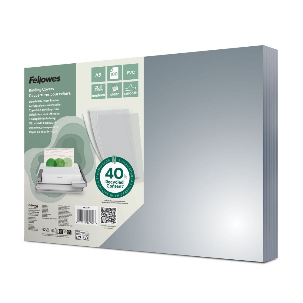 Fellowes PVC A3 Clear Cover 200 Micron Pack of 100