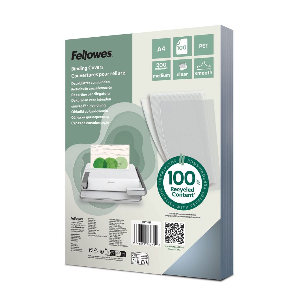 Fellowes Clear Binding Cover 200mic A4 x Pack of 100