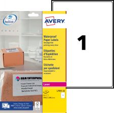 Avery L7997-25 Waterproof Labels 25 sheets - 1 Label per Sheet thumbnail 1
