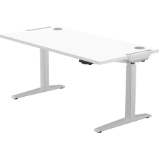 Fellowes Levado Silver Desk Base and White Worktop 1400mm thumbnail 1