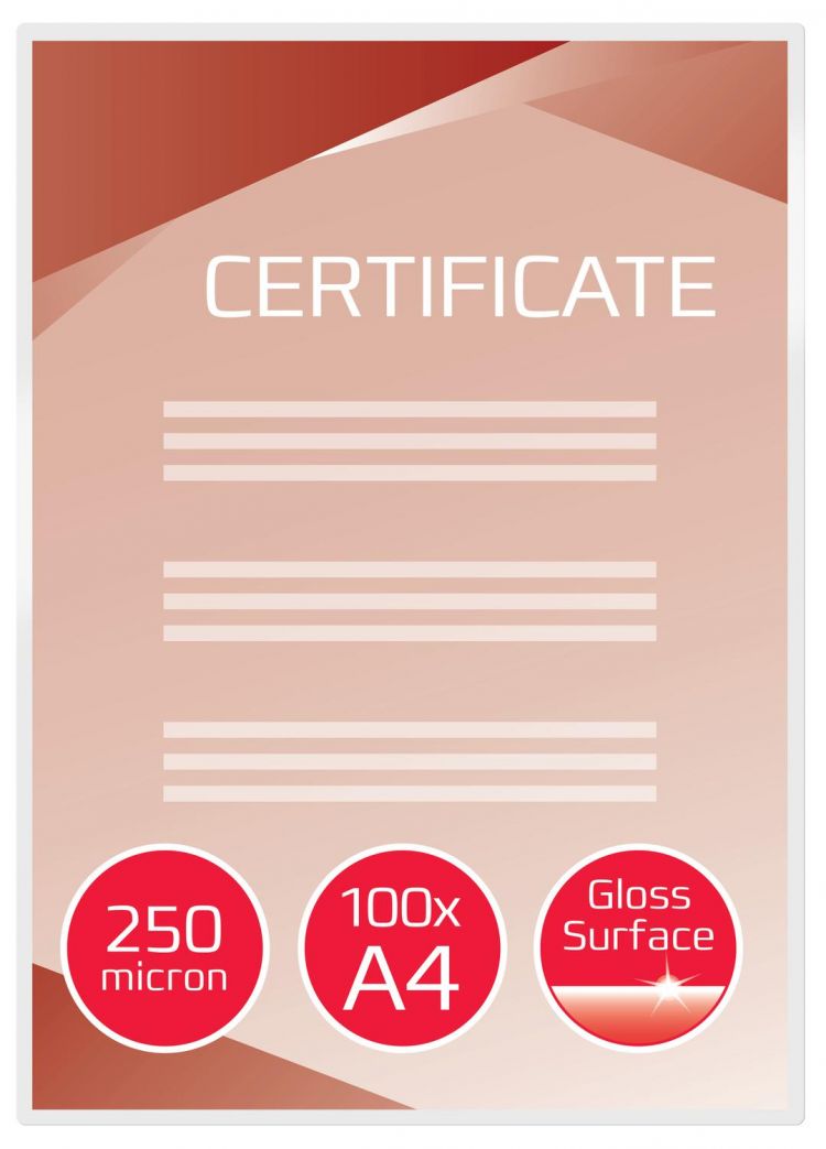 GBC IB586040 A4 2 x 250 Micron Gloss Laminating Pouches Pack of 100 - Image 2