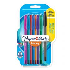 Paper Mate 1956737 InkJoy 100 Ball Pen Medium Tip Assorted Colours Pack of 8 thumbnail 1