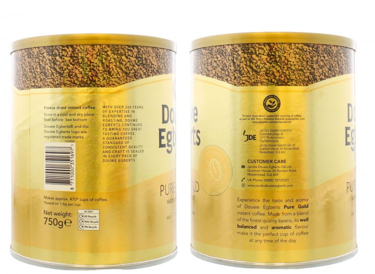 Douwe Egberts 750G Pure Gold Tin - Image 2