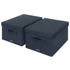 Leitz Fabric Medium Storage Box with lid Pack of 2 thumbnail 1