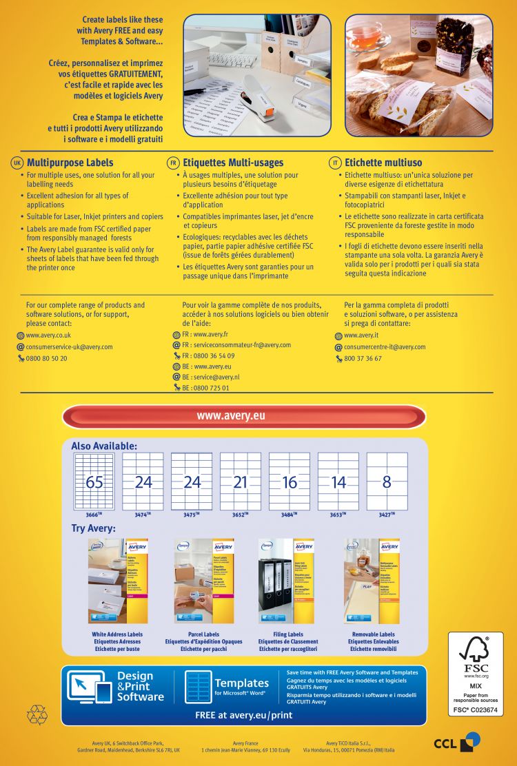 Avery 3425 Multipurpose Labels 100 sheets - 10 Labels per Sheet - Image 4