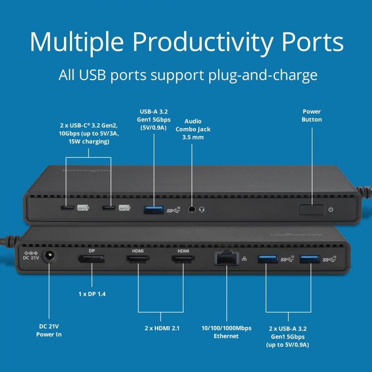 Kensington SD4842P EQ USB-C 10Gbps Triple Video Driverless Docking Station - Image 3