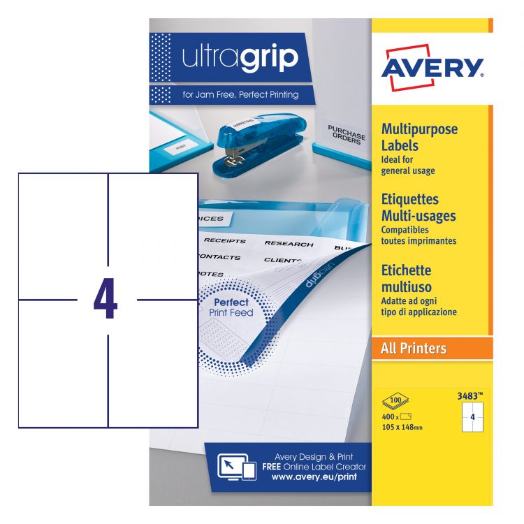 Avery 3483 Multipurpose Labels 100 sheets - 4 Label per Sheet - Image 3