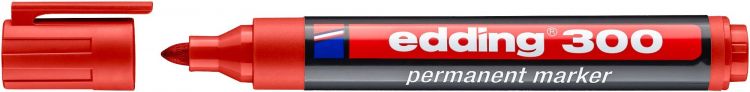 edding 300 Permanent Marker A8 Bullet Red Box of 10 - Image 2