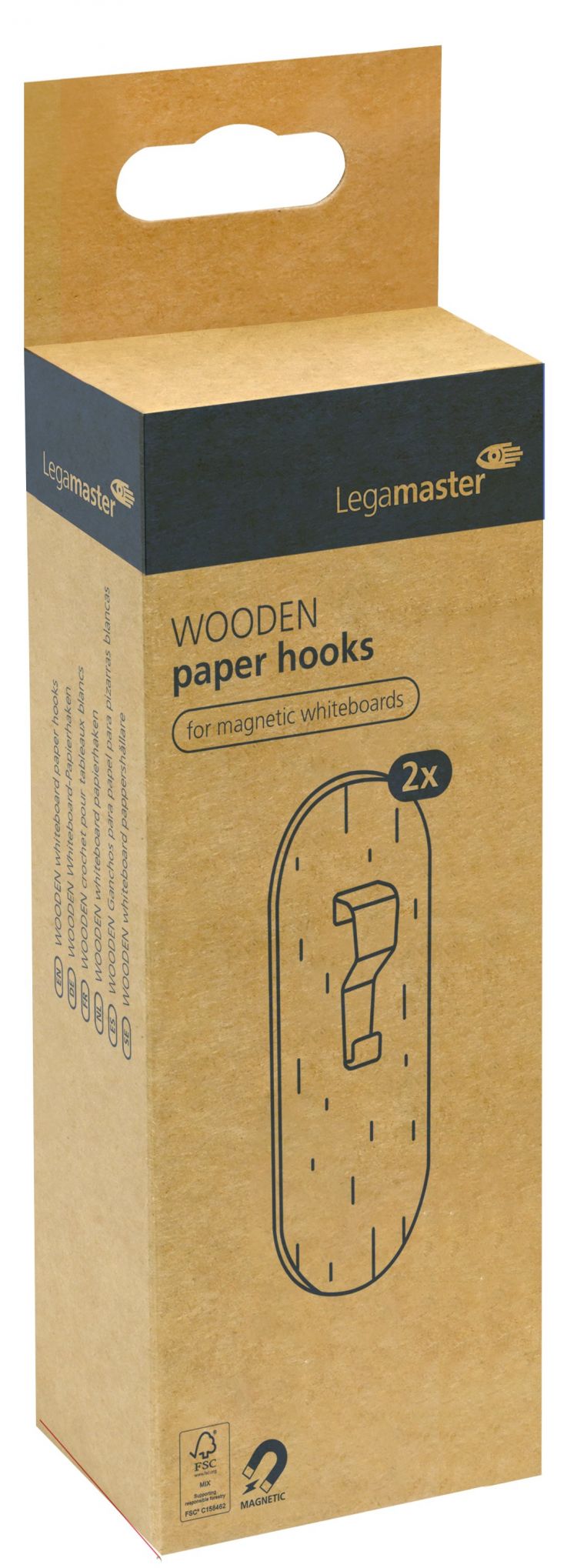 Legamaster WOODEN Whiteboard Paper Hook Magnetic 2pcs - Image 2