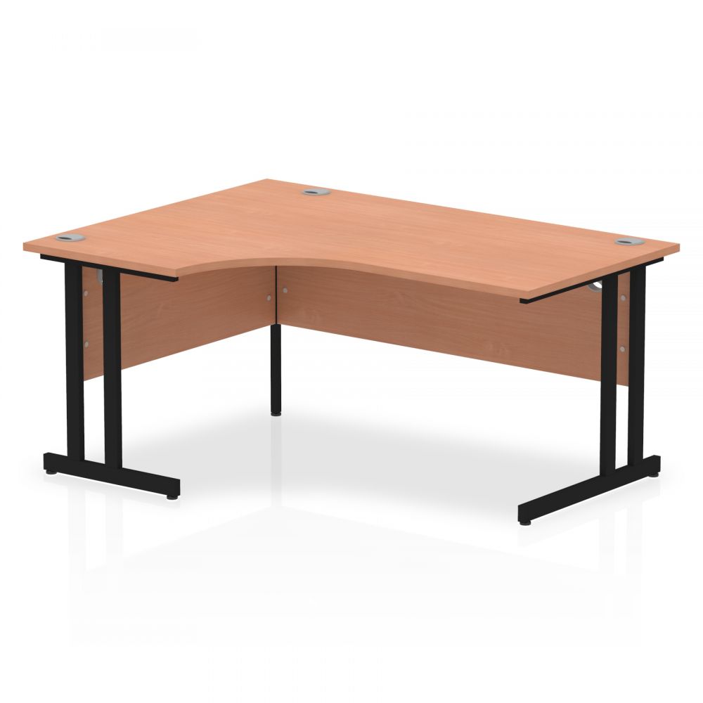 Dynamic Impulse 1600mm Left Crescent Desk Beech Top Black Cantilever Leg