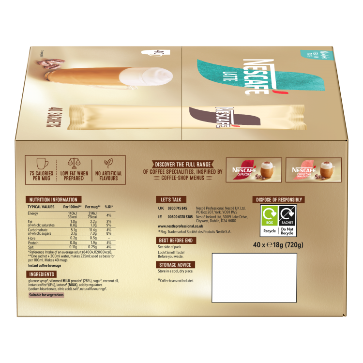 NESCAFE Latte Coffee Sachets 40 x 18g - Image 5