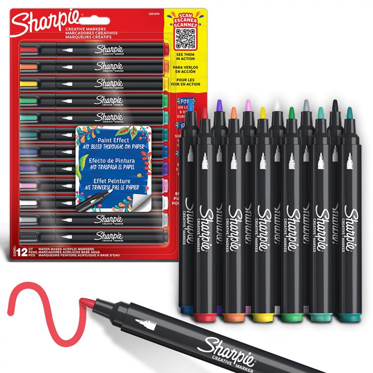 Sharpie Creative Marker Acrylic Paint Bullet Tip Pack of 12 - Image 2