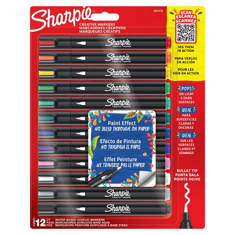 Sharpie Creative Marker Acrylic Paint Bullet Tip Pack of 12