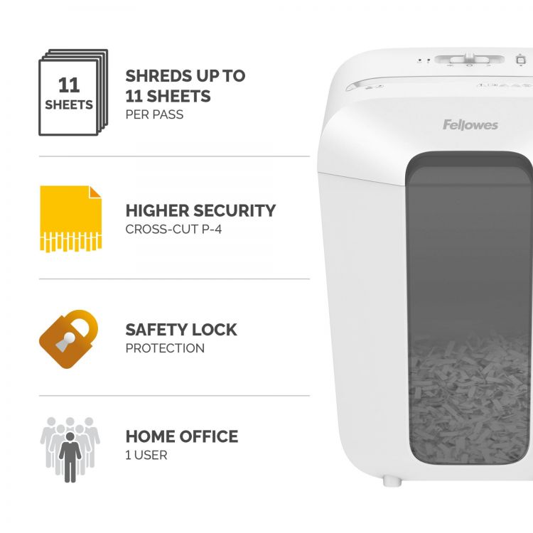 Fellowes Powershred LX70 Cross cut Shredder White - Image 3