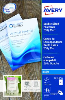 Avery C2318-25 128 x 82mm Printable Cards - 25 sheets - 4 cards per Sheet thumbnail 4