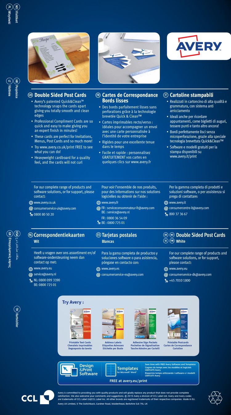 Avery C2318-25 128 x 82mm Printable Cards - 25 sheets - 4 cards per Sheet - Image 3