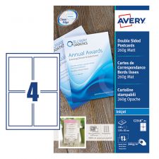 Avery C2318-25 128 x 82mm Printable Cards - 25 sheets - 4 cards per Sheet
