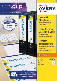 Avery L4761-25 192 x 61mm Filing Labels 25 Sheets - 4 Labels per Sheet thumbnail 4