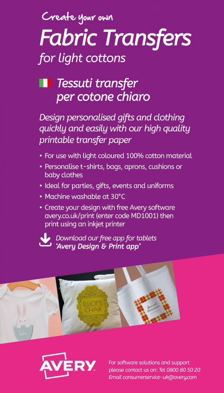 Avery MD1001 210 x 297mm White Fabric Transfers 5 Sheets - Image 3