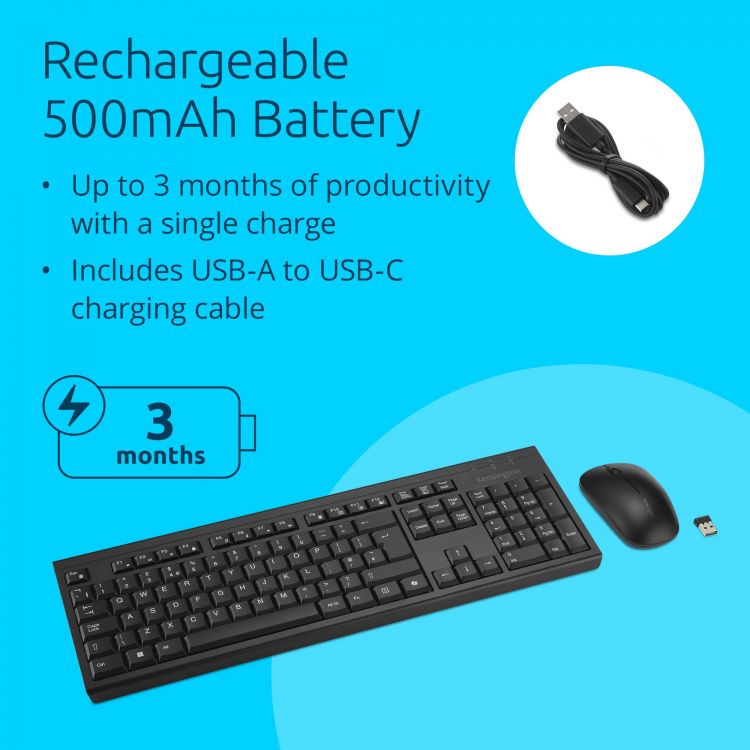 Kensington K75560UK KM270 EQ Rechargeable Wireless Desktop Set - Image 1