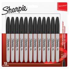 Sharpie Permanent Marker Black Fine Blister 12 thumbnail 1