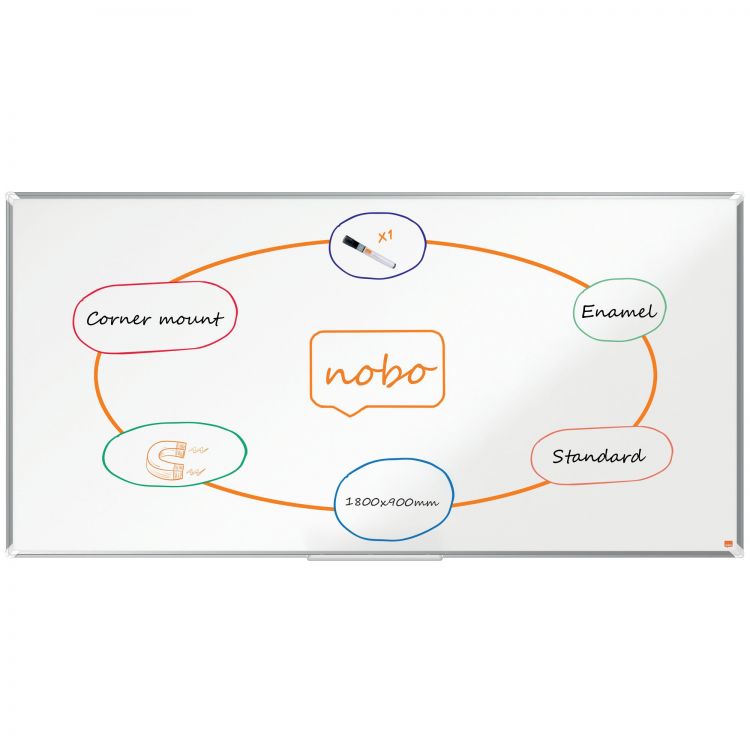 Nobo Premium Plus Enamel Magnetic Whiteboard 1800x900mm - Image 3
