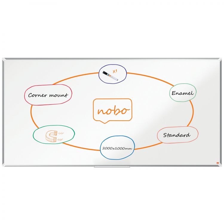 Nobo Premium Plus Enamel Magnetic Whiteboard 2000x1000mm - Image 2