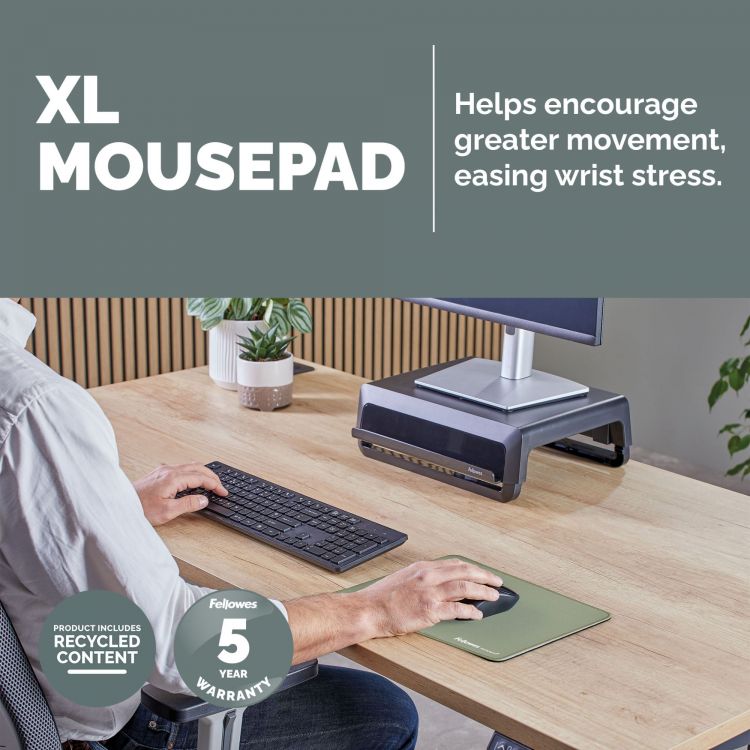 Fellowes Breyta XL Mousepad with Antibacterial Protection Sage - Image 5