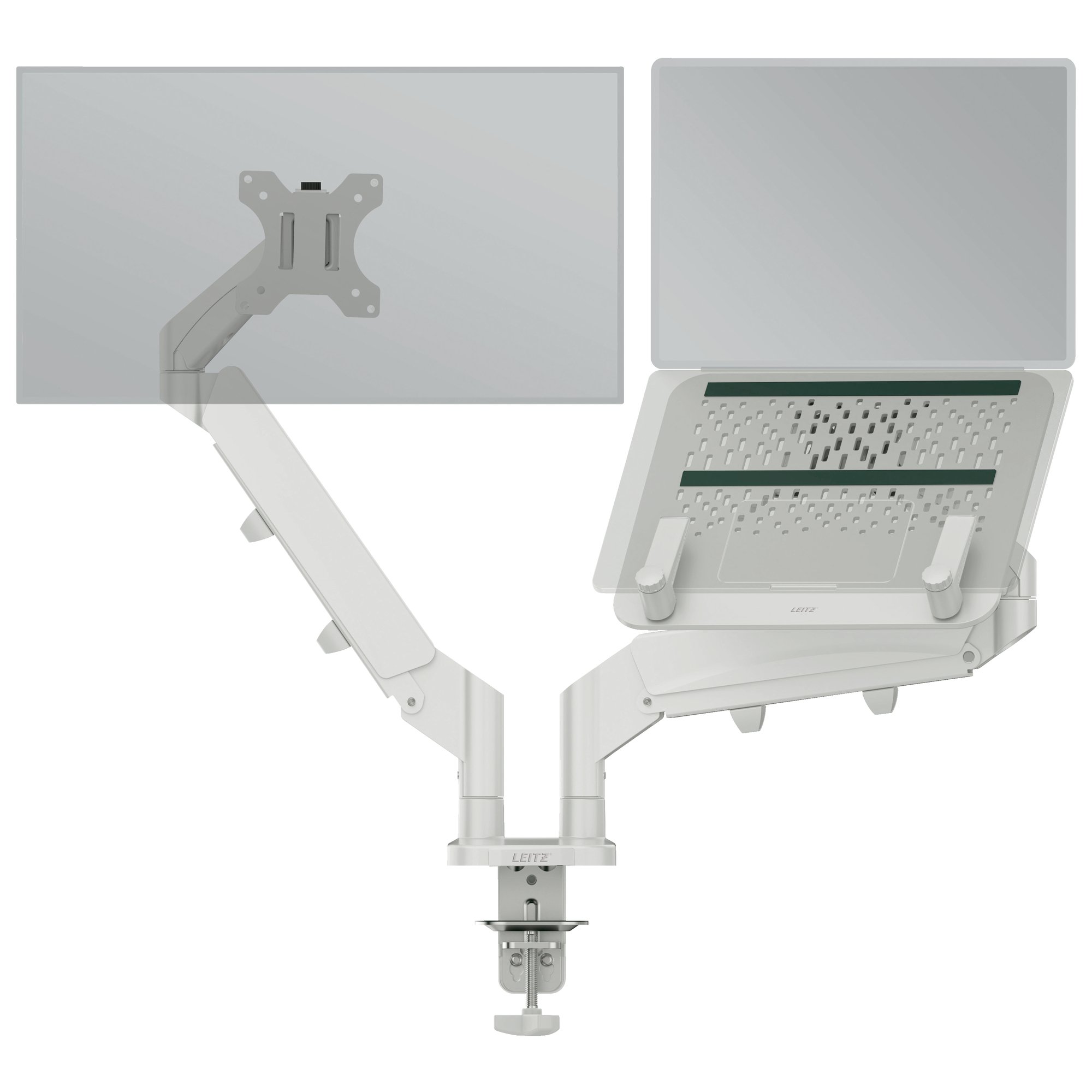 Leitz Ergo Space-Saving Dual Monitor and Laptop Arm Light Grey