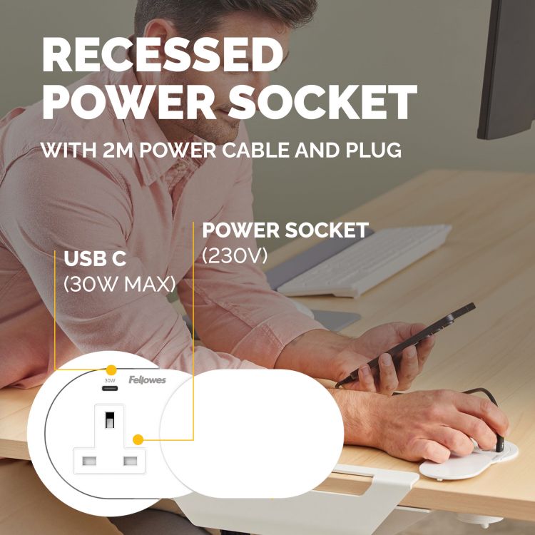 Fellowes Power Spot with 1 x Power Socket & 1 USB C White - Image 6