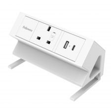 Fellowes Power Desk 1 Socket, 1 USB-A & 1 USB-C Ports White thumbnail 1