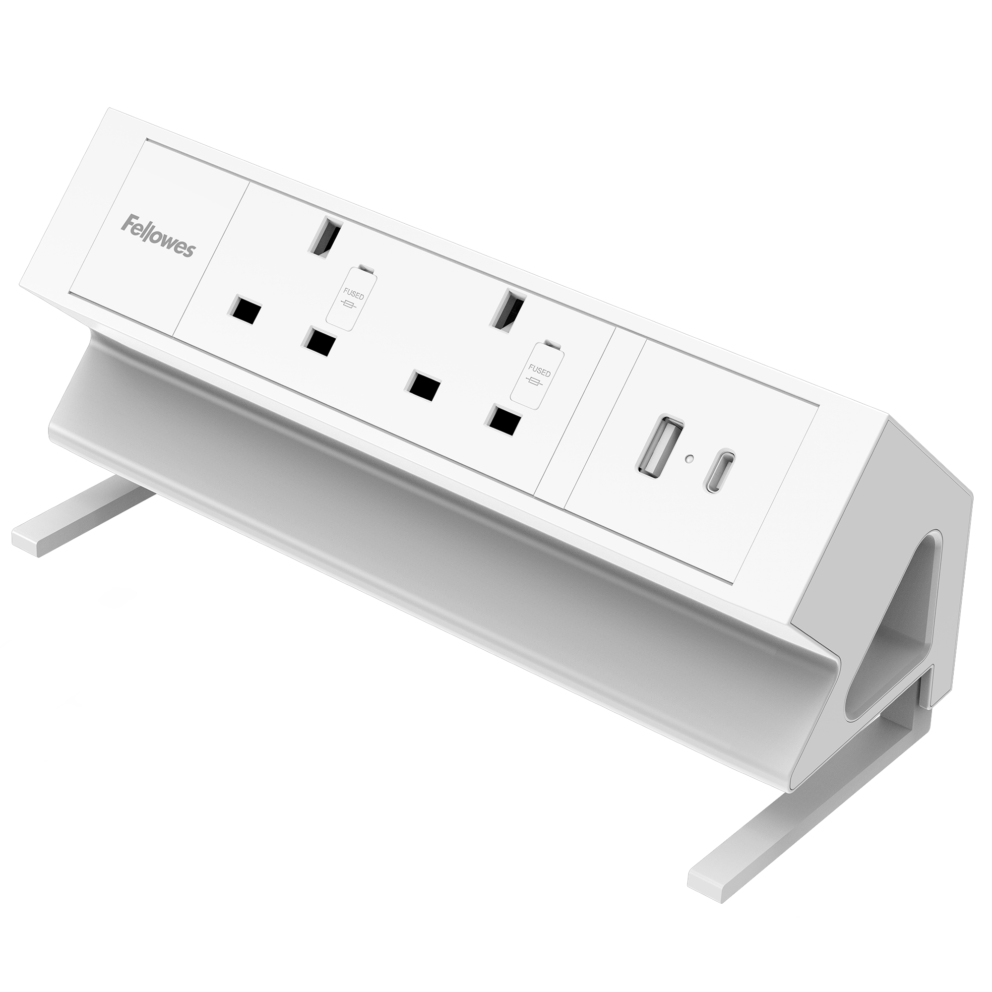 Fellowes Power Desk 2 Sockets, 1 USB-A & 1 USB-C Ports White