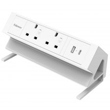 Fellowes Power Desk 2 Sockets, 1 USB-A & 1 USB-C Ports White thumbnail 1