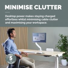 Fellowes Power Desk 2 Sockets, 1 USB-A & 1 USB-C Ports White thumbnail 6