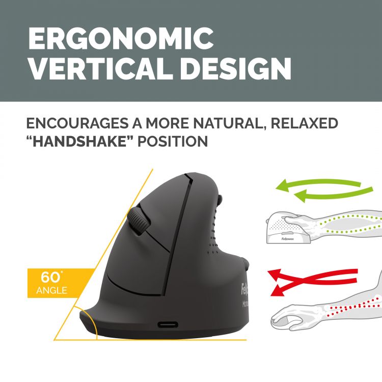 Fellowes Vertical Mouse Breyta Plus+ Vertical Mouse Right Handed Medium - Image 6