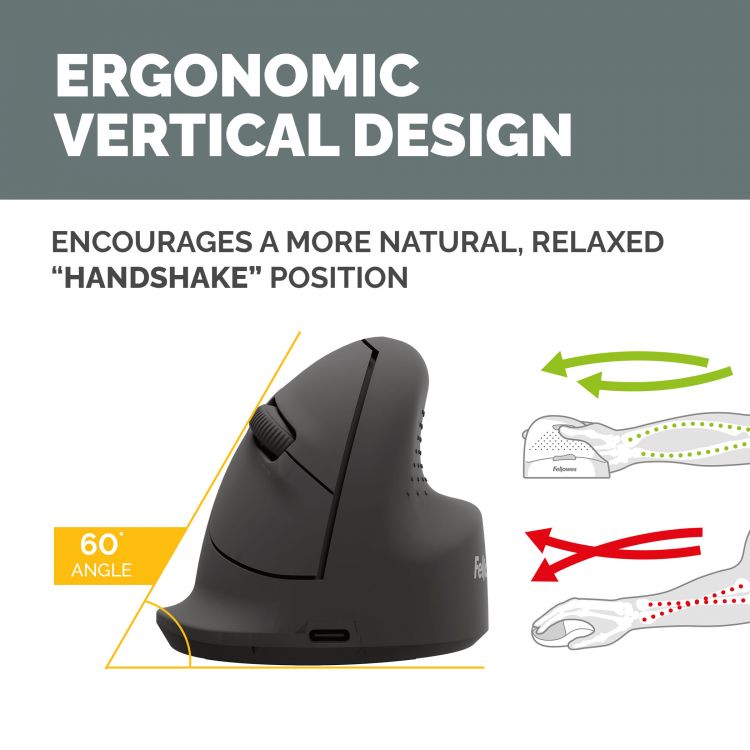 Fellowes Breyta Vertical Mouse with Antibacterial Protection Right Handed Medium - Image 7