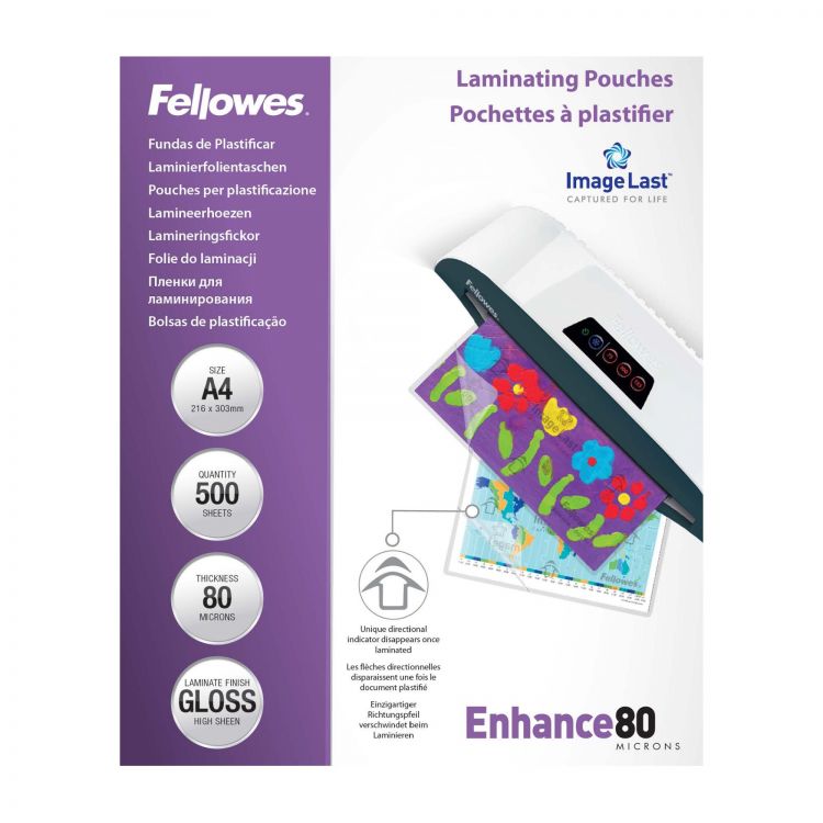 Fellowes A4 Laminating Pouches Gloss Finish 500 Sheets 80 Micron High Quality Finish - Image 5