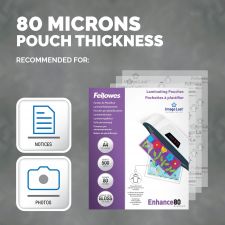 Fellowes A4 Laminating Pouches Gloss Finish 500 Sheets 80 Micron High Quality Finish thumbnail 4