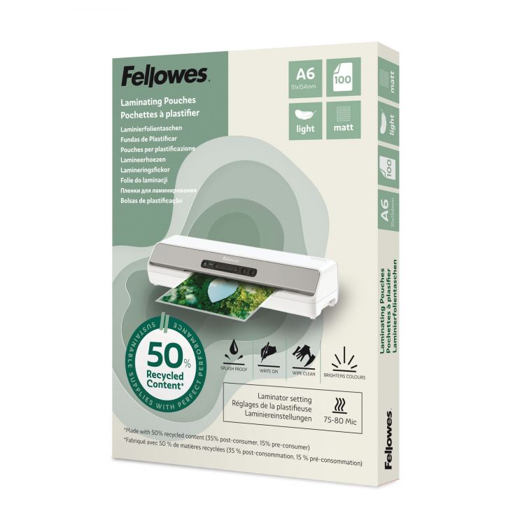 Fellowes Recycled A6 Matt Lam Pouch 100pk - Image 4