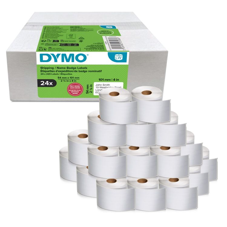 DYMO LabelWriter Small Multi-Purpose Labels 54 mm x 101 mm Pack of 24 Rolls - Image 1